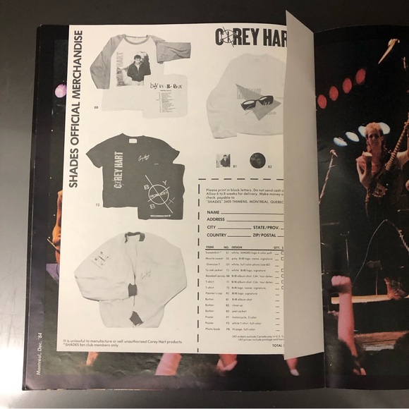 Corey Hart - Concert 🎵 Program - 1985 Who wears their sunglasses at night 😎 - Picture 4 of 7